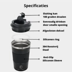 Castagnola Design RVS Koffiebeker To Go - Zwart - 380ml - Thermosbeker - Theebeker -Woonwinkel 1200x1200 950