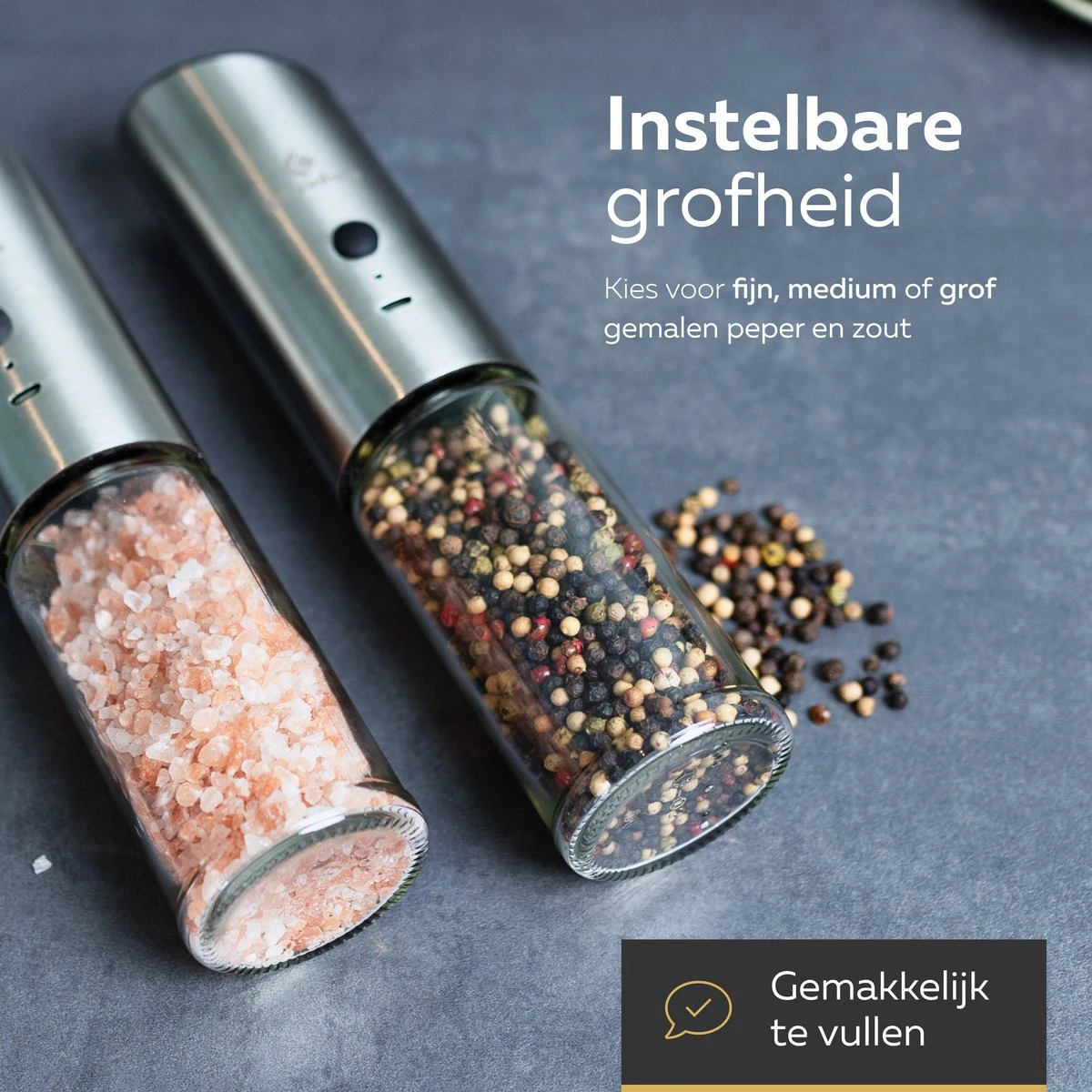 101Products Peper- & Zoutmolen Elektrisch - USB Oplaadbaar - Pepermolen - Zoutmolen - RVS 6 101Products Peper- & Zoutmolen Elektrisch - USB Oplaadbaar - Pepermolen - Zoutmolen - RVS - Afbeelding 4