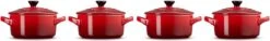 Le Creuset Aardewerken Mini Pannetjes Set Van 4 Stuks Kersenrood -Woonwinkel 1200x184