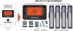 Hermanos® Digitale BBQ Thermometer Draadloos - Keukenthermometer - Bluetooth Met App - 4 Sondes - Magneet - Incl. Batterijen -Woonwinkel 1200x522 1