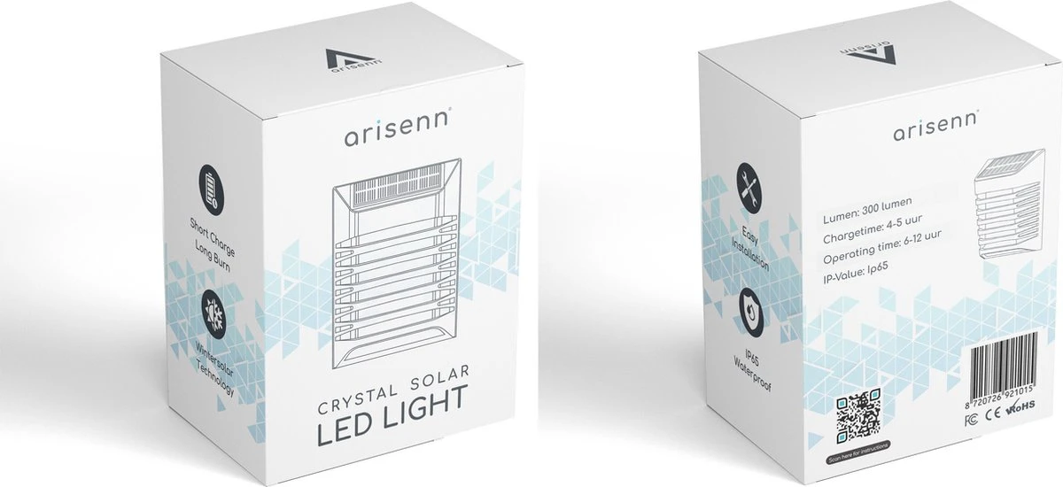 Arisenn® Crystal Solar Buitenlamp - IP65 Waterdicht - Prachtige Solar Technologie Monokristal Zonnepaneel Wandlamp - 3000K Warm Wit (sfeervol) - Tuinverlichting Op Zonne-energie | Schutting Wand Licht 9 Arisenn® Crystal Solar Buitenlamp - IP65 Waterdicht - Prachtige Solar Technologie Monokristal Zonnepaneel Wandlamp - 3000K Warm Wit (sfeervol) - Tuinverlichting Op Zonne-energie | Schutting Wand Licht - Afbeelding 7