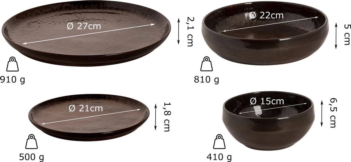 Palmer Serviesset Bama Copper Stoneware 6-persoons 24-delig Koper 6 Palmer Serviesset Bama Copper Stoneware 6-persoons 24-delig Koper - Afbeelding 4