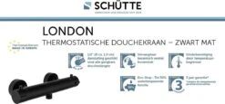 SCHÜTTE London Thermostatische Douchekraan - Hartafstand 150 Mm - Zwart Mat -Woonwinkel 1200x558
