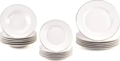 LeRijn® Serviesset Deventer 6 Persoons - 18 Delig - Licht Crème Wit Met Gouden Rand En Motief - Dinerborden - Soepborden - Dessertborden - Borden Servies - Bordenset -Woonwinkel 1200x612 1