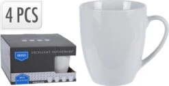 Excellent Houseware Set Van 4x Stuks Bekers/mokken Wit 380 Ml Van Porselein - Melkbekers -Woonwinkel 1200x612