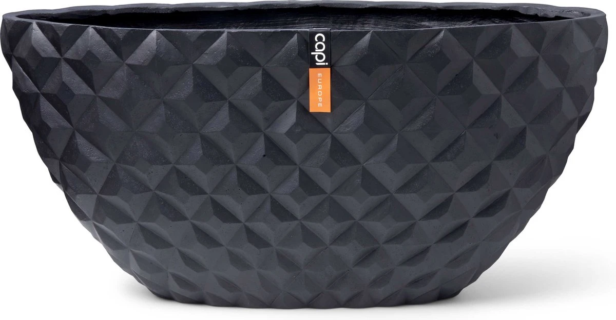 Capi Europe - Bloempot Ovaal Heraldry - 60x35 - Zwart - Bloempot Voor Binnen - BSBI841 3 Capi Europe - Bloempot Ovaal Heraldry - 60x35 - Zwart - Bloempot Voor Binnen - BSBI841