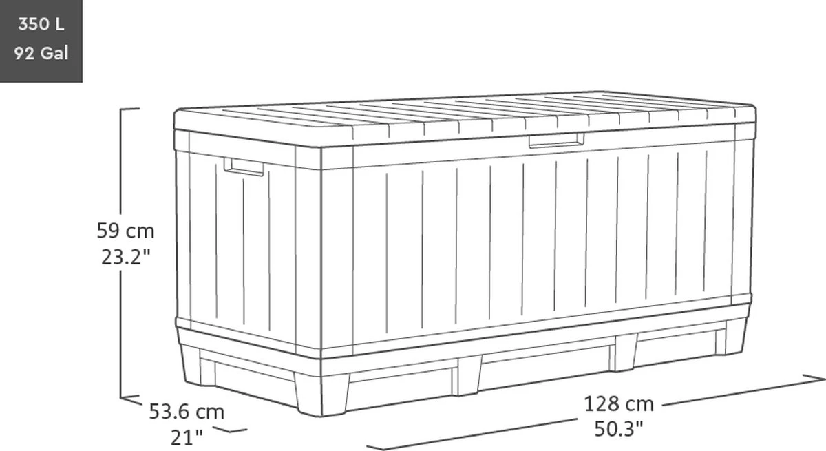 Keter Kentwood Opbergbox - 128x53.6x59 Cm - 350 L - Grafiet 15 Keter Kentwood Opbergbox - 128x53.6x59 Cm - 350 L - Grafiet - Afbeelding 13