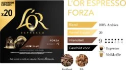 L'OR Espresso Forza Koffiecups - Intensiteit 9/12 - 10 X 20 Capsules -Woonwinkel 1200x669 2