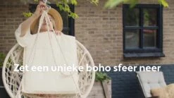 Vita5 Macramé Hangstoel - Voor Binnen En Buiten - Zonder Standaard - Incl. Kussen, Boekenvak En Beschermhoes - Tot 150kg - Beige -Woonwinkel 1200x675 19