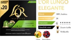 L'OR Lungo Elegante Koffiecups - Intensiteit 6/12 - 10 X 20 Capsules -Woonwinkel 1200x677 2