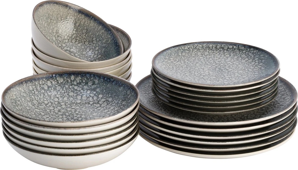 Lite-Body Serviesset Hermes - Grijs Relief - 6 Personen - 24 Delig 3 Lite-Body Serviesset Hermes - Grijs Relief - 6 Personen - 24 Delig