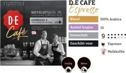 Douwe Egberts D.E Café Espresso Koffiecups - Intensiteit 9/12 - 10 X 20 Capsules -Woonwinkel 1200x697 7