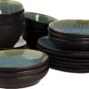 Palmer Serviesset Lotus Stoneware 6-persoons 24-delig Zwart Turquoise -Woonwinkel 1200x707 1