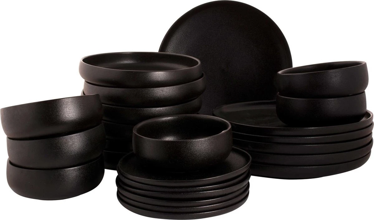 Maastricht Porselein Serviesset Universe Porselein 6-persoons 24-delig Zwart 16 Maastricht Porselein Serviesset Universe Porselein 6-persoons 24-delig Zwart - Afbeelding 14