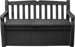 Keter Eden Garden Bench Opbergbank - 265L - 140x60x84cm - Zwart/Grijs -Woonwinkel 1200x763