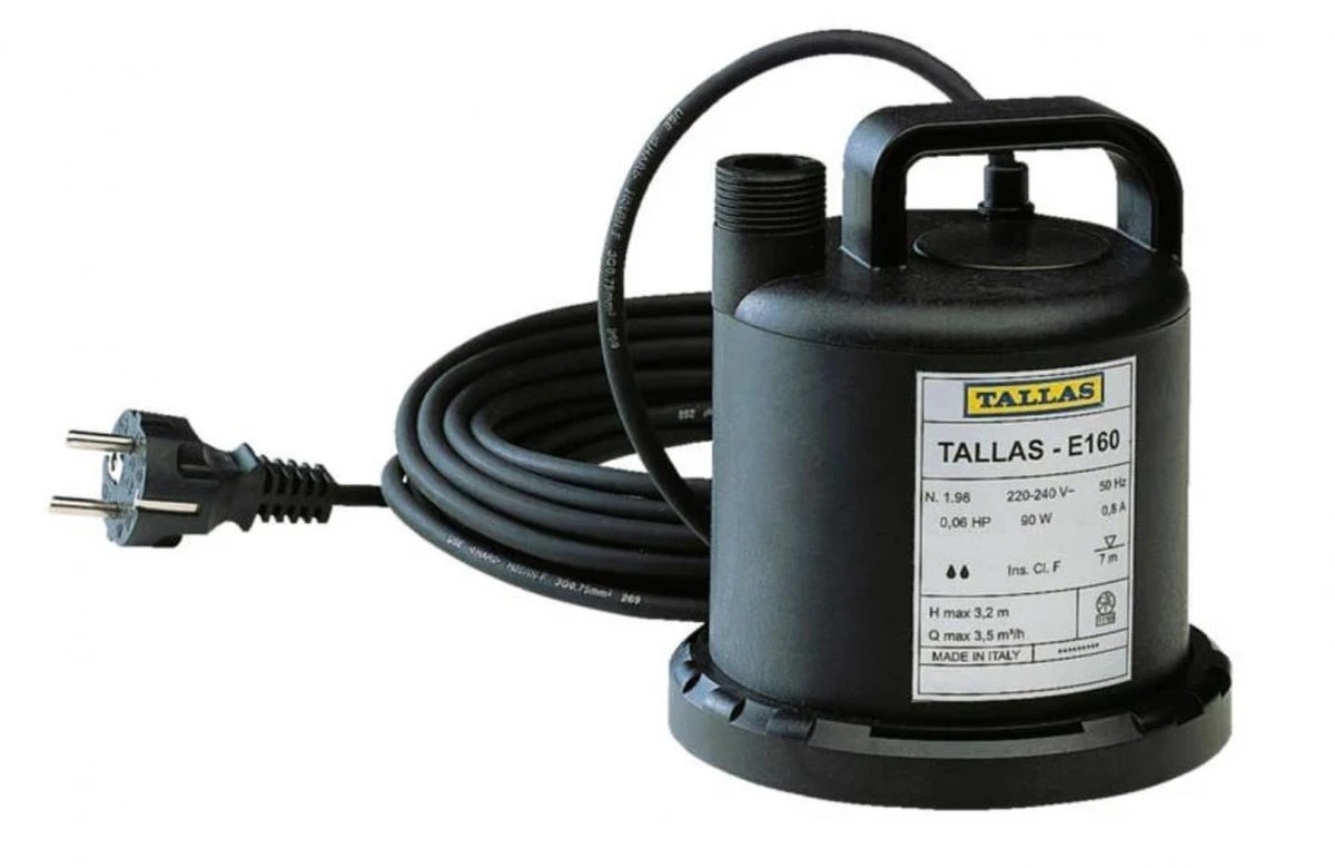 Tallas Vlakke Onderwaterpomp E 160 NA, Vlakke Aanzuiging Tot 3 Mm, 90 Watt 3 Tallas Vlakke Onderwaterpomp E 160 NA, Vlakke Aanzuiging Tot 3 Mm, 90 Watt