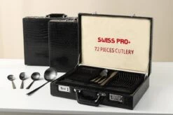 Swiss Pro+ Bestekset In Koffer-72 Delig-12 Persoons-Zwitsers Kwaliteit-Complete Set-100% Roestvrijstaal- Zwart 37 Swiss Pro+ Bestekset In Koffer-72 Delig-12 Persoons-Zwitsers Kwaliteit-Complete Set-100% Roestvrijstaal- Zwart -Woonwinkel 1200x799 100