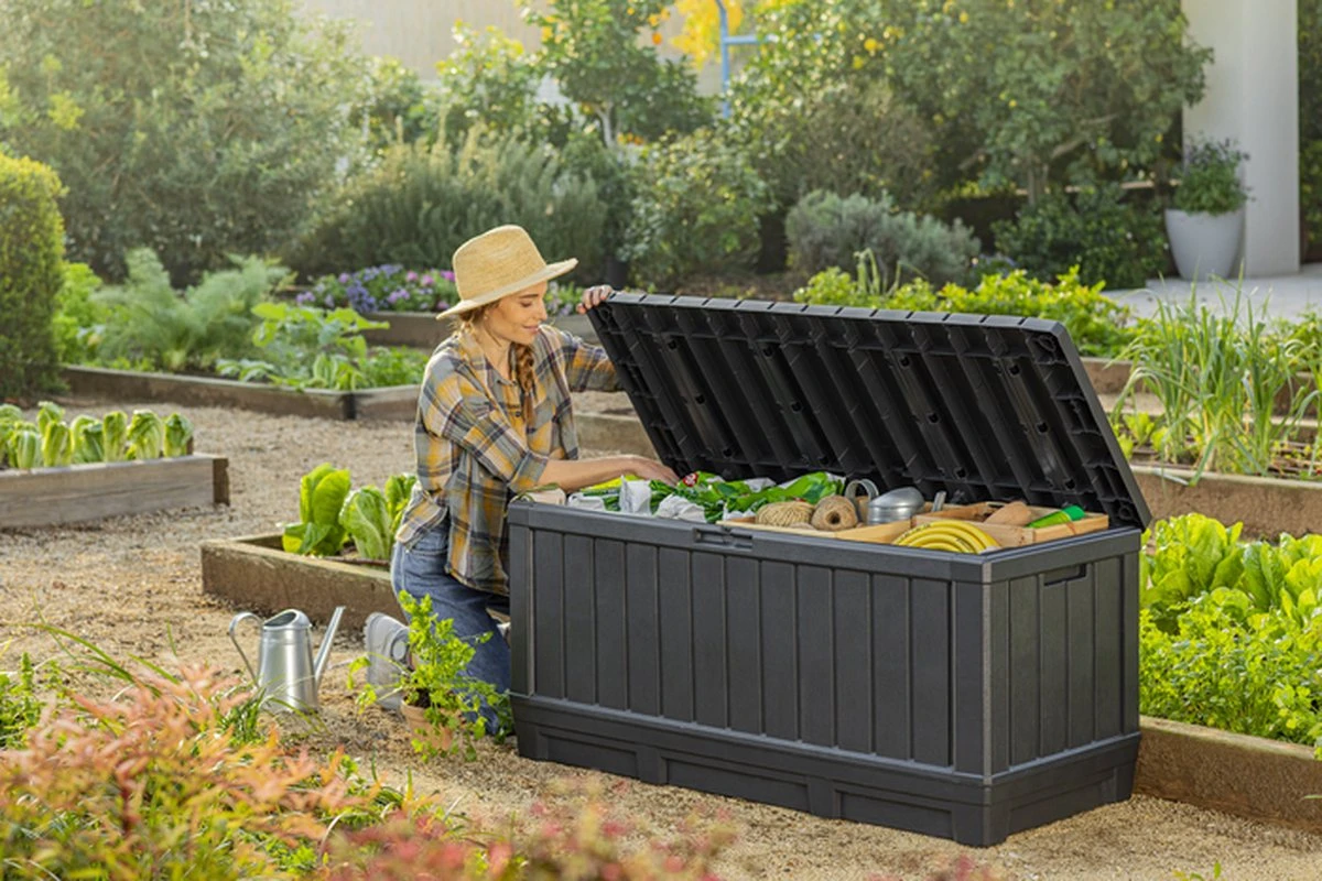 Keter Kentwood Opbergbox - 128x53.6x59 Cm - 350 L - Grafiet 10 Keter Kentwood Opbergbox - 128x53.6x59 Cm - 350 L - Grafiet - Afbeelding 8