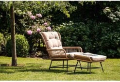 BUITEN Living Dex Wicker Loungestoel Tuin Incl. Wicker Voetenbank | Wicker + Aluminium | Bamboe Antraciet -Woonwinkel 1200x820 1