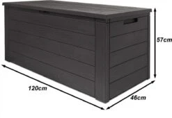 Merkloos Woody Tuin Opbergbox - 324 Liter 45x120x60 Cm - Tuinkussenbox - Antraciet/bruin -Woonwinkel 1200x826 2