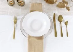 LeRijn® Serviesset Deventer 6 Persoons - 18 Delig - Licht Crème Wit Met Gouden Rand En Motief - Dinerborden - Soepborden - Dessertborden - Borden Servies - Bordenset -Woonwinkel 1200x864