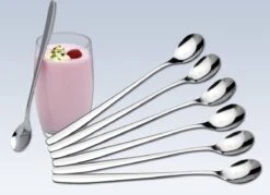 Merkloos Latte Macchiato Lepels – RVS Lange Yoghurt, Dessert Of Koffie Lepeltjes – Set Van 6 Stuks -Woonwinkel 1200x868