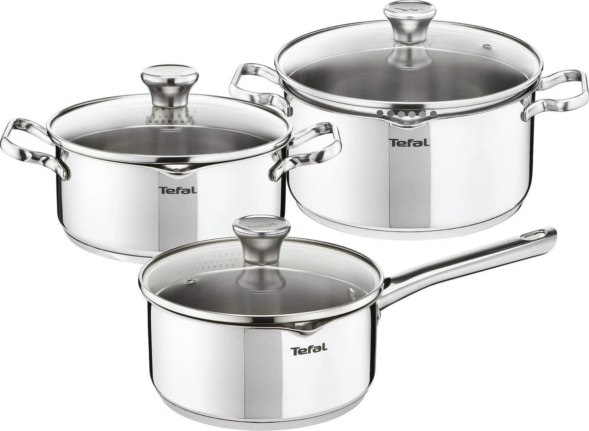 Tefal Duetto 3-delige Kookset - Steelpan Ø 16 Cm, Kookpan Ø 20/24 Cm 3 Tefal Duetto 3-delige Kookset - Steelpan Ø 16 Cm, Kookpan Ø 20/24 Cm