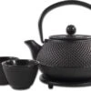 SakuraTea - Theepot Set - 4-delig - Gietijzer - Zwart - 0.8L - 2 Kopjes (100ml) -Woonwinkel 1200x882 1