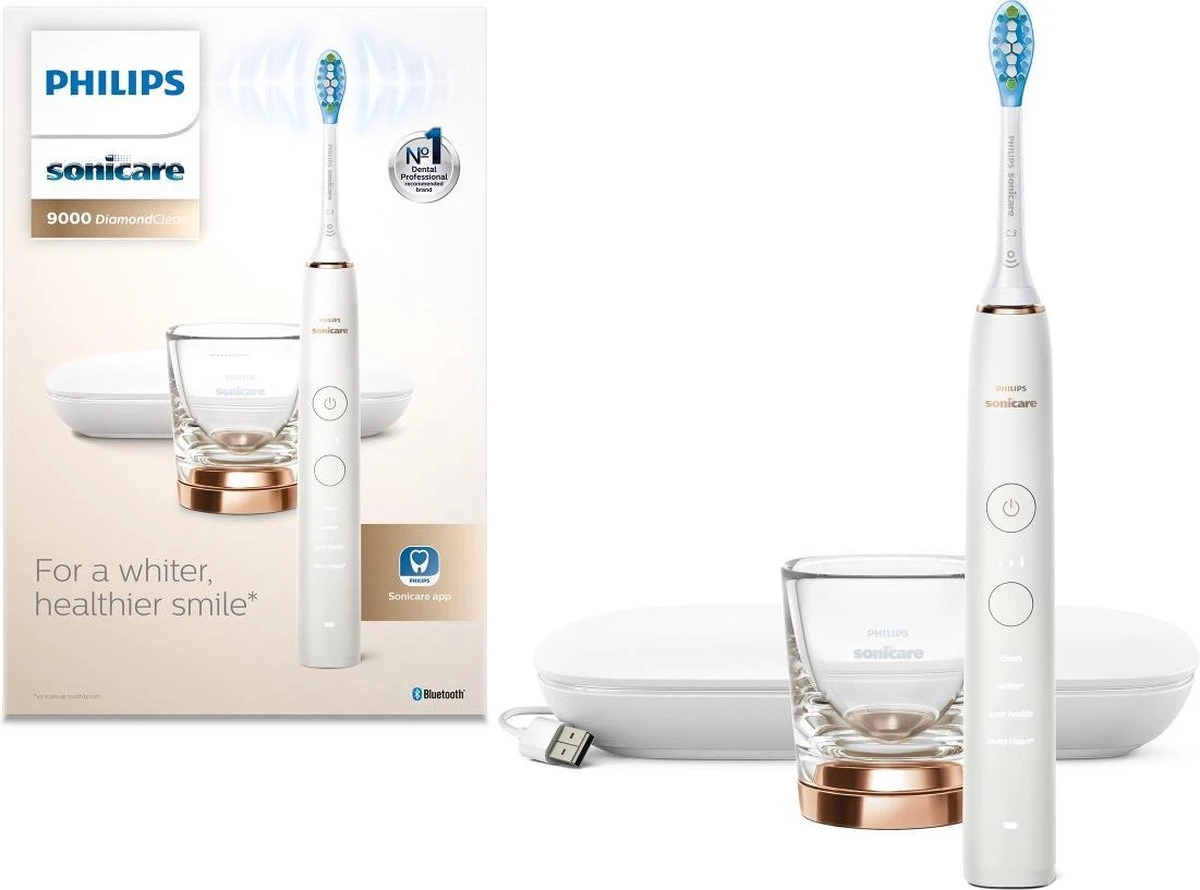 Philips Sonicare DiamondClean 9000 HX9911/94 - Luxe Elektrische Tandenborstel - Wit En Rosé Goud 3 Philips Sonicare DiamondClean 9000 HX9911/94 - Luxe Elektrische Tandenborstel - Wit En Rosé Goud