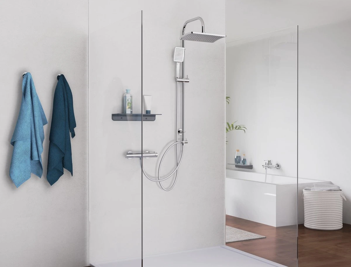 SCHÜTTE Mallorca Douchesysteem - Regendouche - 95 Cm Stang - Wandhouder In Hoogte Verstelbaar - Chroom 5 SCHÜTTE Mallorca Douchesysteem - Regendouche - 95 Cm Stang - Wandhouder In Hoogte Verstelbaar - Chroom - Afbeelding 3
