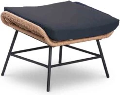 BUITEN Living Dex Wicker Loungestoel Tuin Incl. Wicker Voetenbank | Wicker + Aluminium | Bamboe Antraciet -Woonwinkel 1200x951