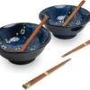 EDO JAPAN - RAMEN BOWL SET/6 2PERS HANA BLAUW O/22CM|H9CM -Woonwinkel 1200x957