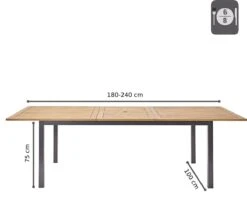 NATERIAL - Uitschuifbare Tuintafel ORIS - Uitschuifbare Tafel Voor 6 Tot 8 Personen - 180-240x100 Cm - Aluminium - Hout Eucalyptus -Woonwinkel 1200x958 1