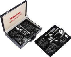 Swiss Pro+ Bestekset In Koffer-72 Delig-12 Persoons-Zwitsers Kwaliteit-Complete Set-100% Roestvrijstaal-Modern -Woonwinkel 1200x967
