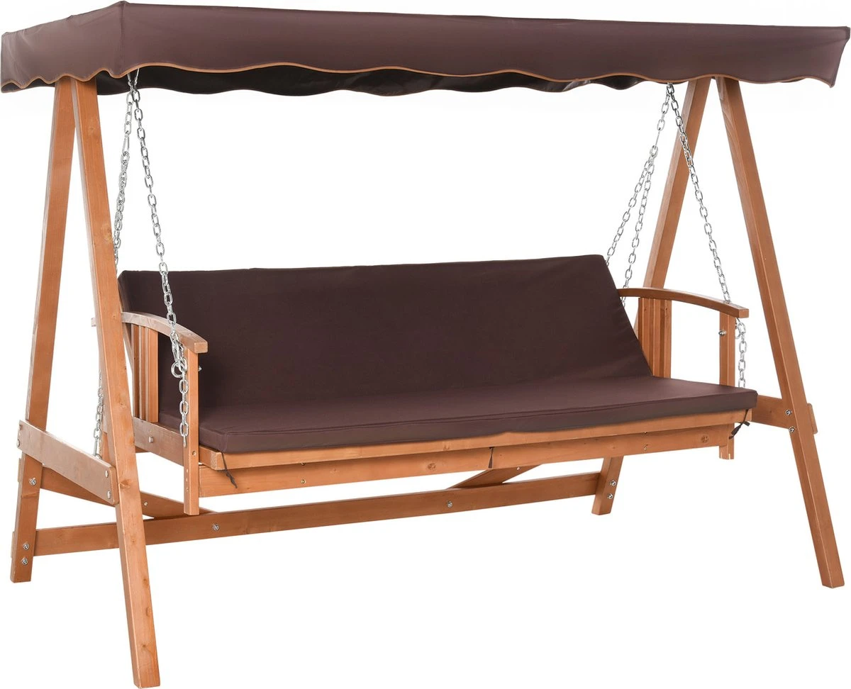 Outsunny Hollywoodschommel Hout Tuinschommel Schommelbank Ligfunctie 3 Personen 84A-185 7 Outsunny Hollywoodschommel Hout Tuinschommel Schommelbank Ligfunctie 3 Personen 84A-185 - Afbeelding 5