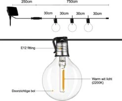 A Sunny Day Solar Lichtsnoer Buiten Inclusief 25 LED Lampen Voor Buiten - Lichtsnoer Op Zonne-energie - 25 LED Lampen - Solar Tuinverlichting - Lichtslinger - Prikkabel - Priklicht - Lichtsnoer -Woonwinkel 1200x984