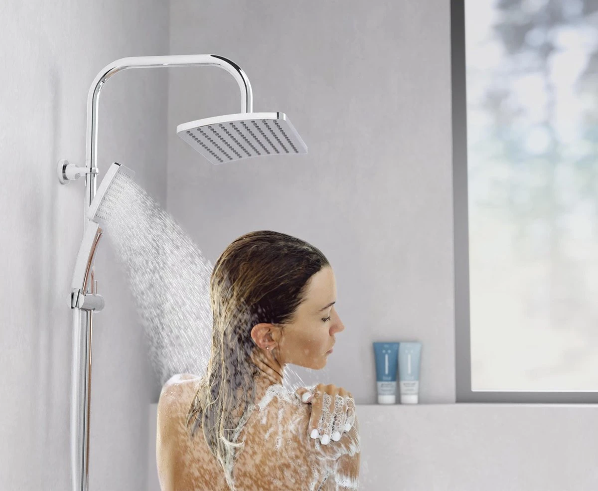 SCHÜTTE Mallorca Douchesysteem - Regendouche - 95 Cm Stang - Wandhouder In Hoogte Verstelbaar - Chroom 6 SCHÜTTE Mallorca Douchesysteem - Regendouche - 95 Cm Stang - Wandhouder In Hoogte Verstelbaar - Chroom - Afbeelding 4