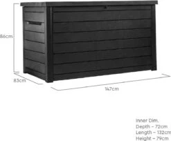 Keter Ontario Opbergbox - 870L - 147x83x86cm - Grafiet -Woonwinkel 1200x990