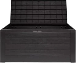 Merkloos Woody Tuin Opbergbox - 324 Liter 45x120x60 Cm - Tuinkussenbox - Antraciet/bruin -Woonwinkel 1200x996