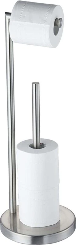 VDN Stainless Wc Rolhouder Staand - Toiletrolhouder En Reserverolhouder - RVS - Geschikt Voor 3+1 WC Papier Rollen - 2 In 1
