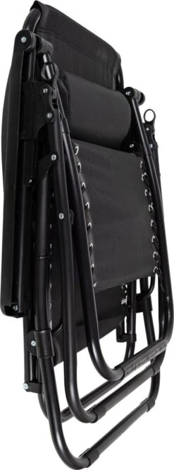 Luxe Ligstoel Met Hoofdsteun & Voetsteun - Verstelbare Rugleuning - Zonnebed Relaxstoel Voor Tuin/Terras/Strand/Balkon/Zwembad/Camping - Inklapbaar - Weerbestendig - Zwart -Woonwinkel 445x1200