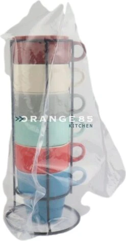 Orange85 Koffiekopjes - Met Houder - Set Van 6 - Gekleurd - 300 Ml - Keramiek -Woonwinkel 626x1200