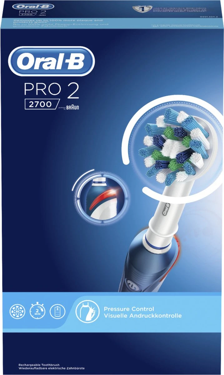 Oral B Oral-B Pro 2 2700 CrossAction - Elektrische Tandenborstel - Blauw, Wit 12 Oral B Oral-B Pro 2 2700 CrossAction - Elektrische Tandenborstel - Blauw, Wit - Afbeelding 10