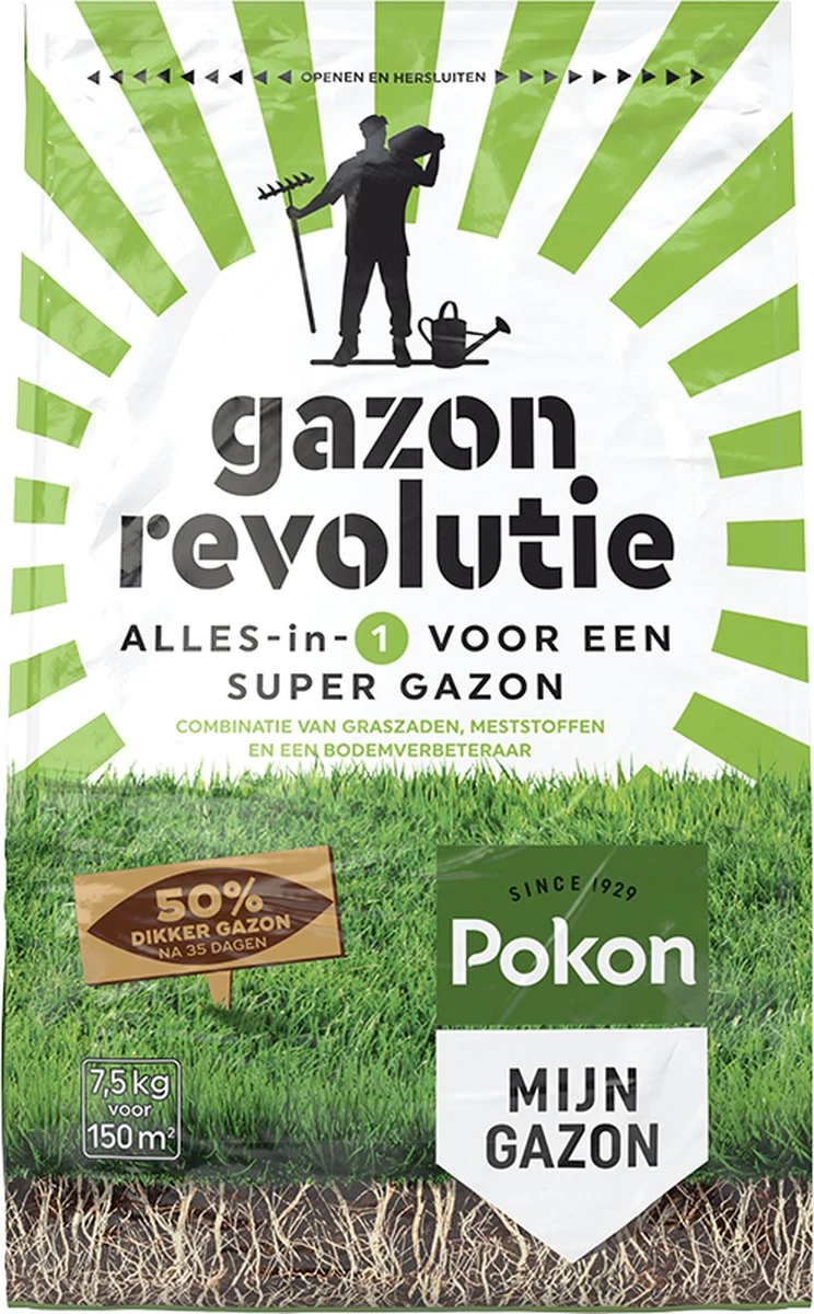 Pokon Gazon Revolutie - 7,5kg - Gazonmest / Graszaad / Bodemverbeteraar - Geschikt Voor 150m² - Binnen 15 Dagen Resultaat 7 Pokon Gazon Revolutie - 7,5kg - Gazonmest / Graszaad / Bodemverbeteraar - Geschikt Voor 150m² - Binnen 15 Dagen Resultaat - Afbeelding 5