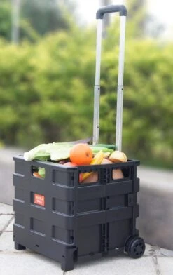 MH Label - XXL - Boodschappentrolley - 70 Liter - Inklapbaar Boodschappenkrat - Vouwkrat Op Trolley - Boodschappenkar - Opbergkrat - Opvouwbaar - Krat Trolley -Woonwinkel 757x1200