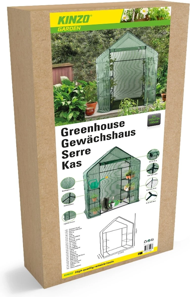 Kinzo Garden - Plastic Broeikas - Serre Van Meerdere Verdiepingen - 143 X 73 X 195 - Groen 8 Kinzo Garden - Plastic Broeikas - Serre Van Meerdere Verdiepingen - 143 X 73 X 195 - Groen - Afbeelding 6