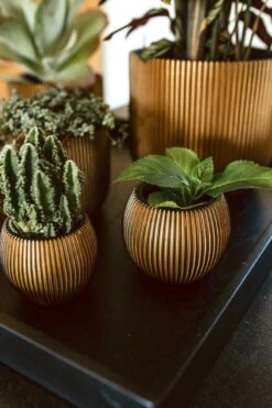 Capi Europe - Vaas Bol Groove XL - 39x33 - Goud - Bloempot Voor Binnen - Opening ⌀24 - GVGB270 -Woonwinkel 800x1200 56