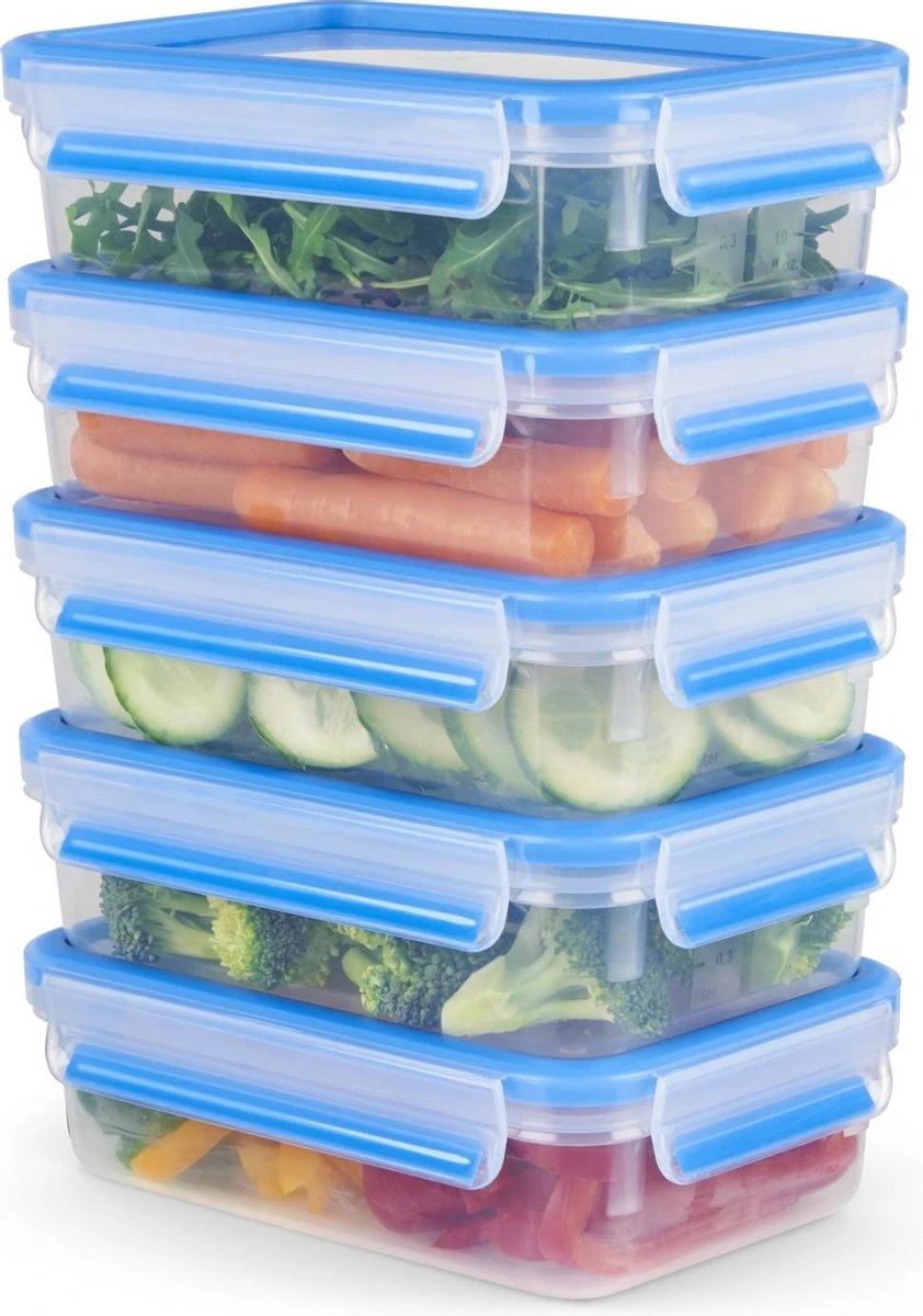 Tefal MasterSeal Fresh Mealprep Set - 5 X 800ml - Blauw 4 Tefal MasterSeal Fresh Mealprep Set - 5 X 800ml - Blauw - Afbeelding 2