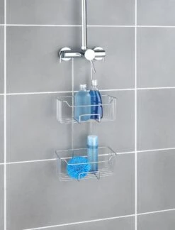 WENKO Doucherek Milo 2-laags 25x55cm RVS Glanzend - Doucherek Zonder Boren - Doucherek Hangend -Woonwinkel 914x1200 1