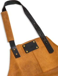 Leren Schort – Soepel Licht Bruin Leer - Barbecueschort - Kokschort - Kookschort – Keukenschort Man – 81 X 56 Cm -Woonwinkel 915x1200 1